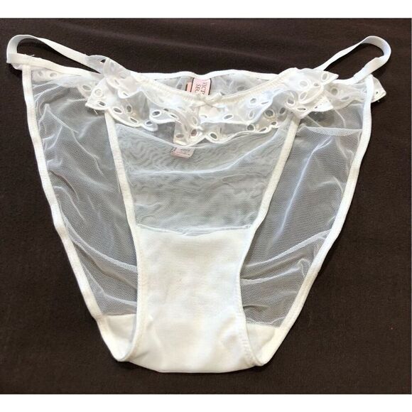 VICTORIA’S SECRET - NWT - L Sz L Dream Angels Sheer Eyelet-Trimmed String Bikini - Picture 2 of 14